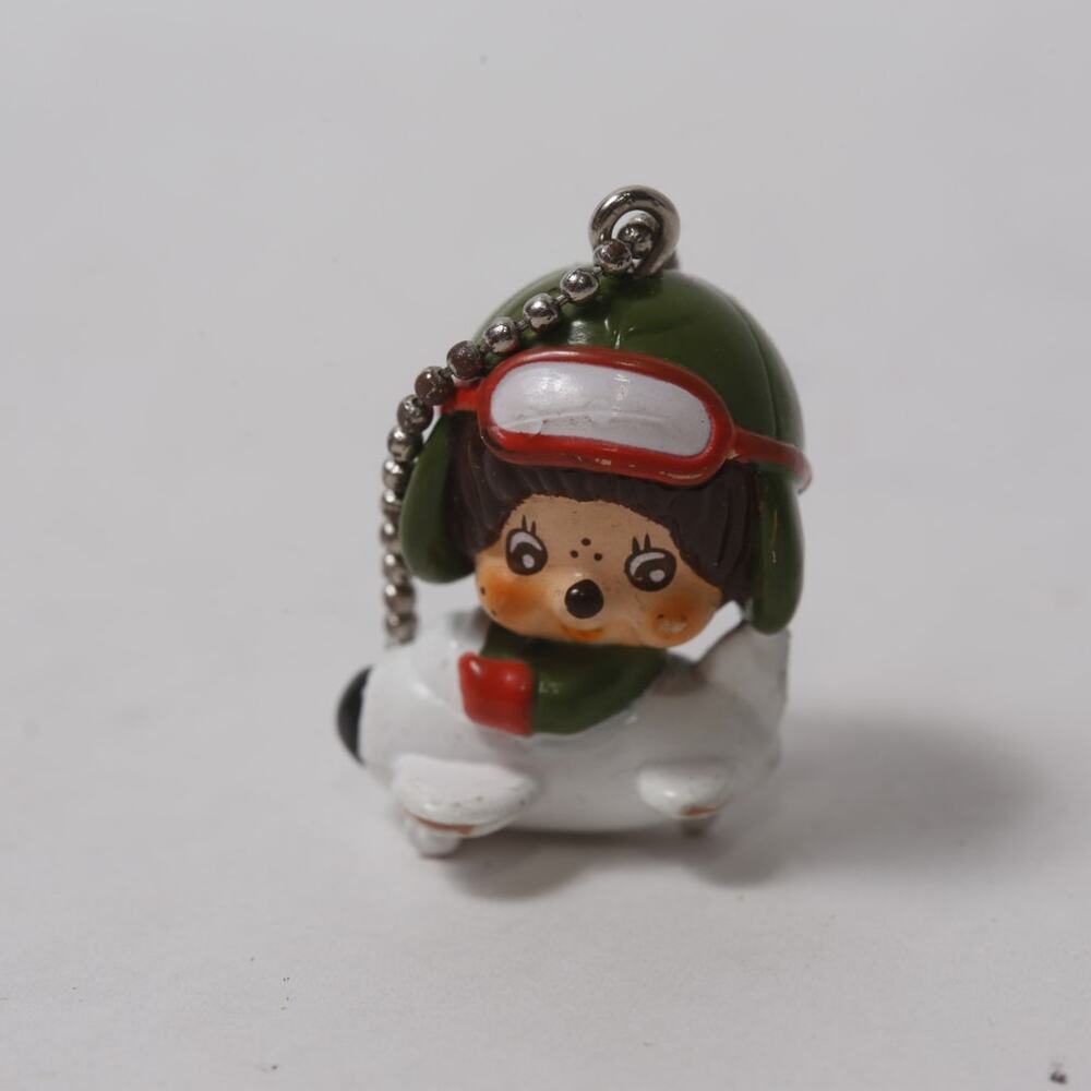 1979 Sekiguchi Monchhichi Pilot Keychain Plastic Mini Figurine ~ 260826-WH 1252